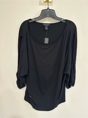 Black House White Market Black Scoop Neck 3/4 Sleeve Women's Top